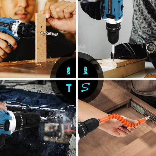 Furadeira/Parafusadeira Sem Fio 48V – 340W, 2 Baterias, Maleta Completa + Bits (1550 RPM)