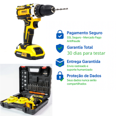 Kit Parafusadeira 21V + 2 baterias + maleta com acessórios.