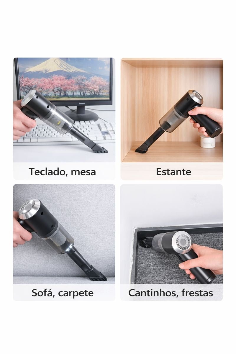 Aspirador Portátil Sem Fio para Carros, Frestas e Pequenos Vãos
