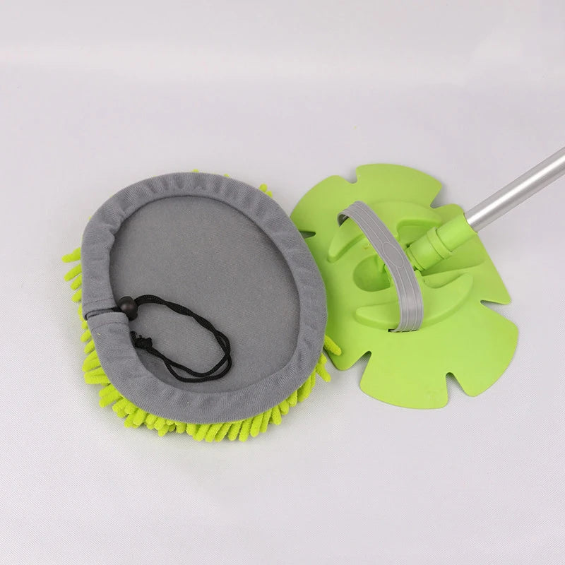 Escova Telescópica de Microfibra 2 em 1 – Lave o Carro em Minutos, Onde Estiver