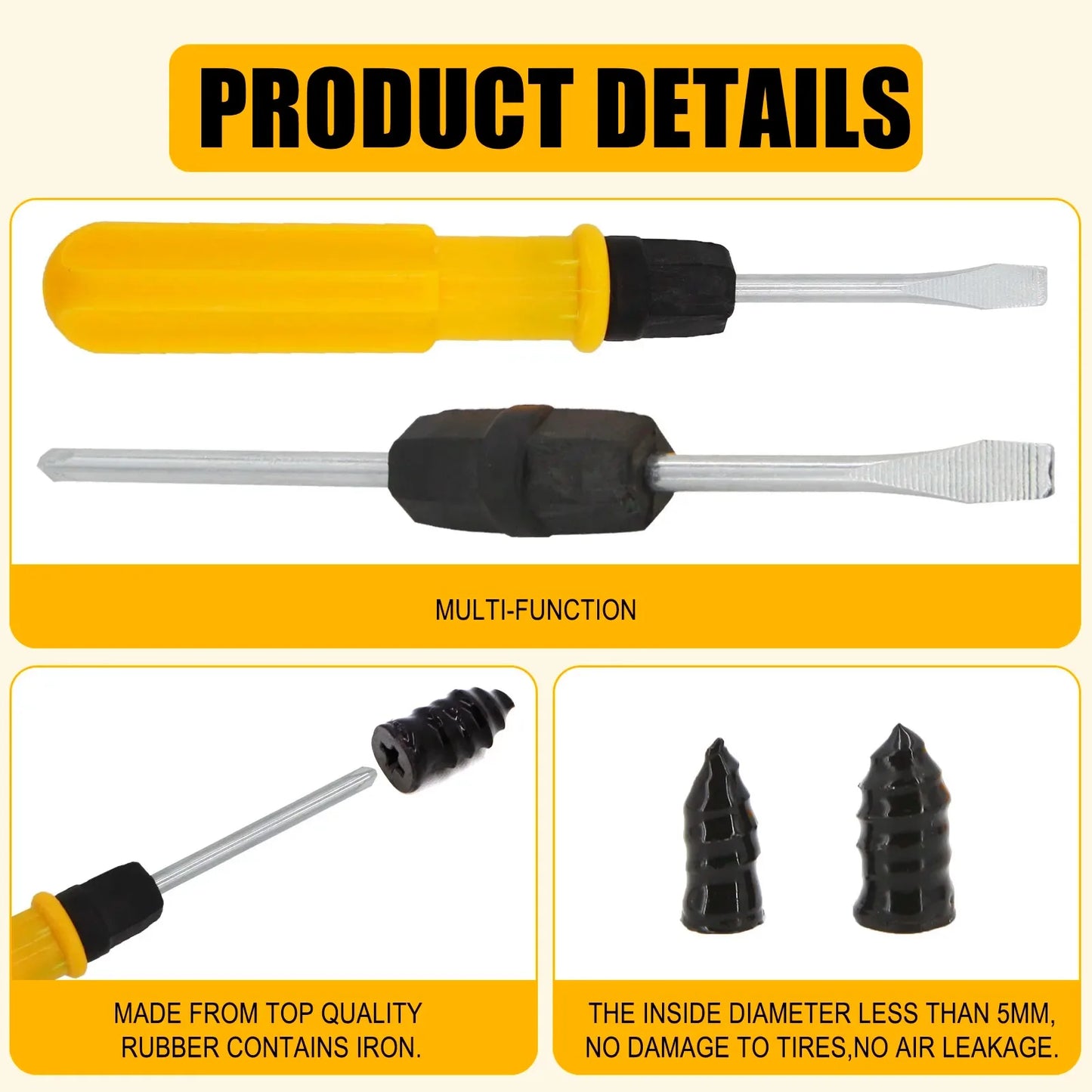 Kit de Reparo de Pneus Tubeless – (Completo com Estojo EVA)