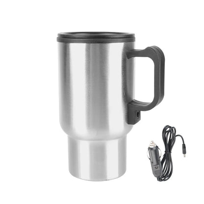 Copo Térmico Elétrico 12V – Aquece Água, Café e Leite no Carro (450 ml, Inox 304)