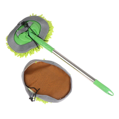 Escova Telescópica de Microfibra 2 em 1 – Lave o Carro em Minutos, Onde Estiver