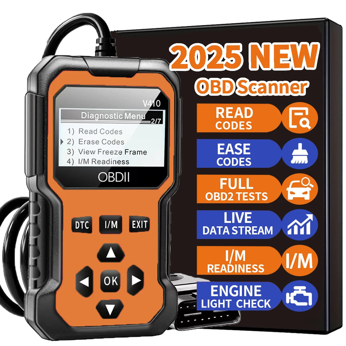 Scanner OBD2 Azul – Ferramenta de Diagnóstico Automotivo Universal (Todos os Protocolos desde 1996)
